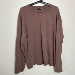 Zara Washed Muted‎ Purple Long Sleeve Top XL